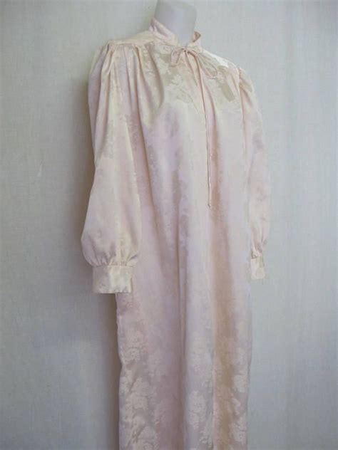 Christian Dior Nightgown Long Sleeve Pink Satin Nightgown Etsy Night Gown Fashion 1970s