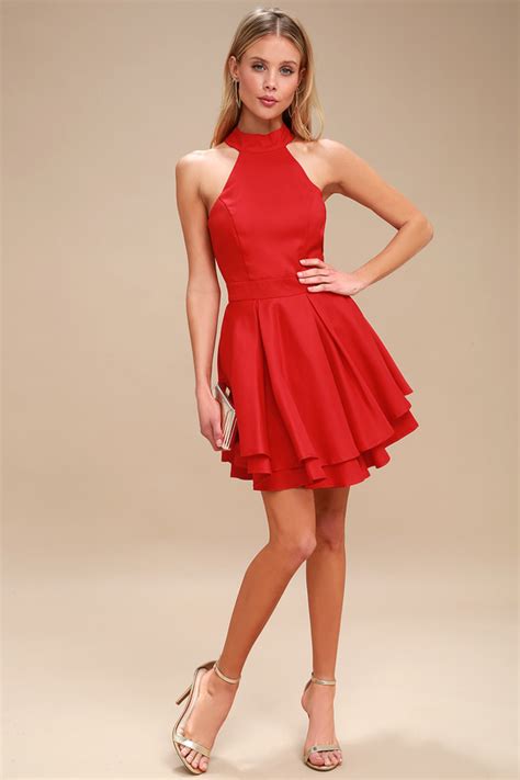 Cute Red Skater Dress Red Homecoming Dress Red Dress Lulus