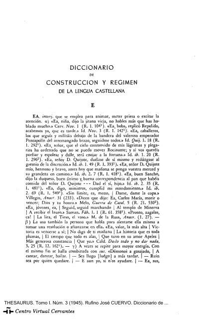 Diccionario De Construcción Y Régimen De La Lengua Castellana Ea