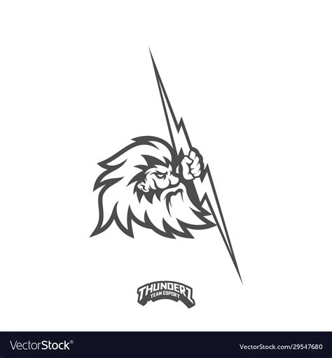 Zeus Thunderbolt Esport Gaming Mascot Logo Vector Image