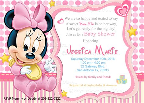 This hour's topic is baby check out these party planning ideas from disney: Disney Baby Minnie Baby Shower Invitations-Baby Sower