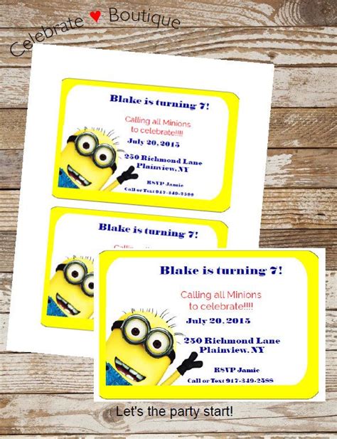 Since august is our website's anniversary month, we are giving away a series of thankful printables. Minions ~ Instant Download Editable Minions Invitation ...