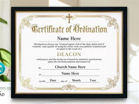 Deacon Ordination Certificate Template Printable Certificate Of