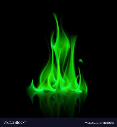 Green Magic Fire Flame Bonfire Royalty Free Vector Image