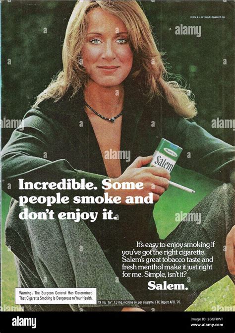Salem Cigarettes Paper Advert Advertisement 1980s 1970s Stock Photo Alamy