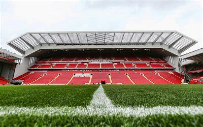 Looking for the best liverpool fc wallpapers? Download wallpapers Anfield, empty stadium, Liverpool stadium, HDR, England, green grass ...