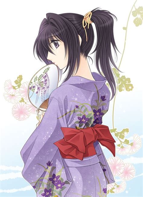 Anime Girl In Purple Kimono Fantasy Anime Pinterest
