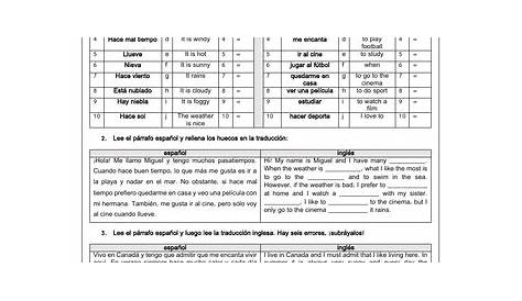 Spanish GCSE el tiempo: Weather Translation Worksheet | Teaching Resources