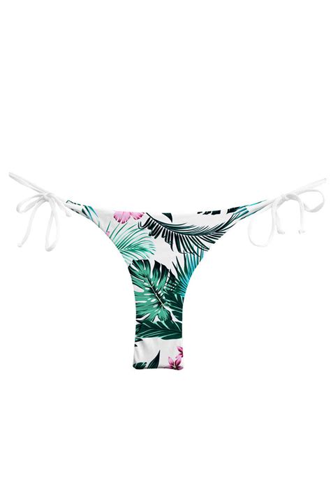 Flattering Low Rise Tie String Brazilian Thong Bikini Bottom Rose Swimsuits