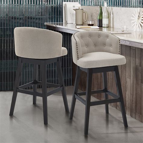 Saginaw Counter Height Wood Swivel Tufted Barstool In Espresso