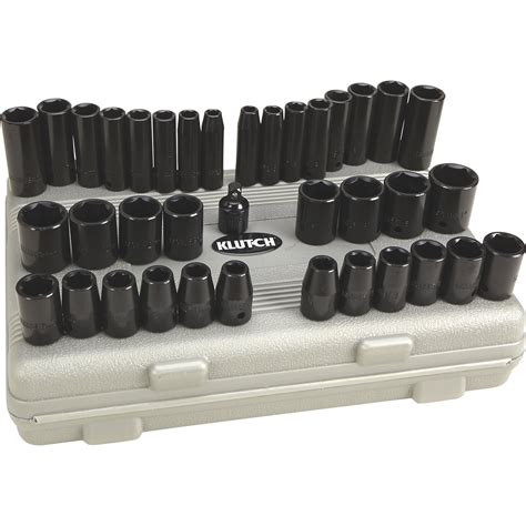 Klutch Impact Socket Set — 38in And 12in Drives 38 Pc Sae