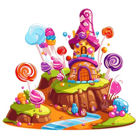 Candyland Clipart Cartoon Candy House With Candy Vector Candyland