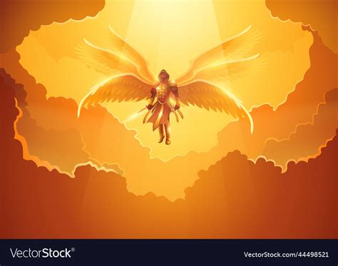 Archangel With Six Wings Holding A Sword Vector Image