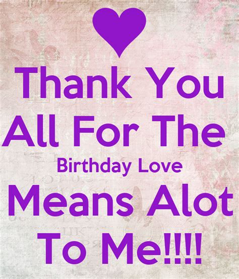 Thank You All For The Birthday Love Means Alot To Me Poster