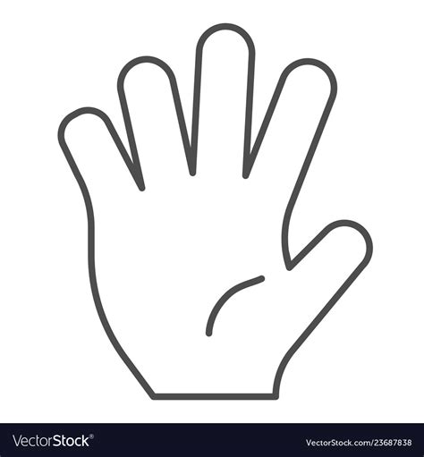 Hi Five Thin Line Icon Five Fingers Gesture Vector Image