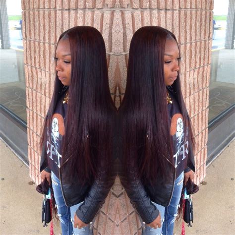 Middle Part Sewin Malaysian Straight Hair Straight Weave Hairstyles