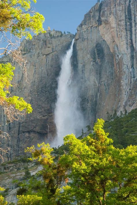 Yosemite Falls On Clear Morning Yosemite National Park Stock Photo