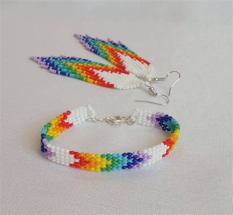 rainbow lesbian couple jewelry lgbtq prade equality beaded etsy