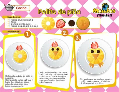 Los niños y niñas también pueden involucrarse a la hora de preparar los alimentos y más, cuando se trata de sus recetas favoritas. Pollito de piña | Recetas de cocina para niños, Cocina ...