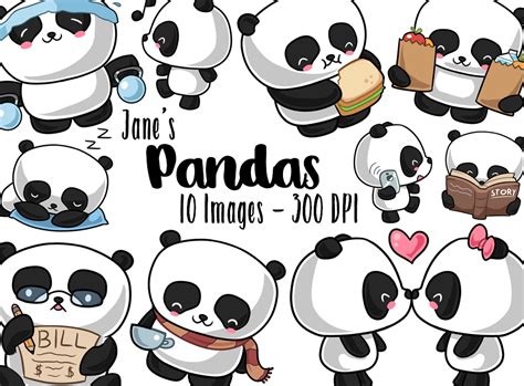 Kawaii Panda Graphics Set Digitalartsi