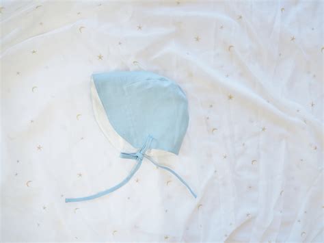 Baby Blue Bonnet Baby Boys Bonnet In Light Blue Linen Etsy