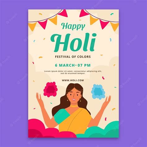 Premium Vector Vertical Poster Template For Holi Festival Celebration