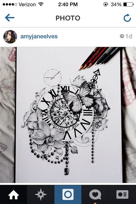Beautiful Abstract Clock Tattoo Drawn By A Talented Instagram Artist