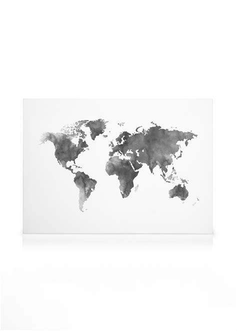 Canvas Of Grey World Map Painted In Acrylic From Desenioie