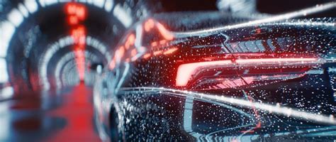 An Abstract Image Of A Car In The Rain