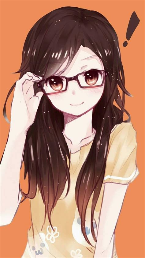Anime Girl With Glasses Gambaran