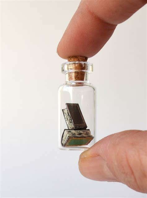 Tiny Paper Books In A Bottle Vial With Miniature Books Etsy Uk