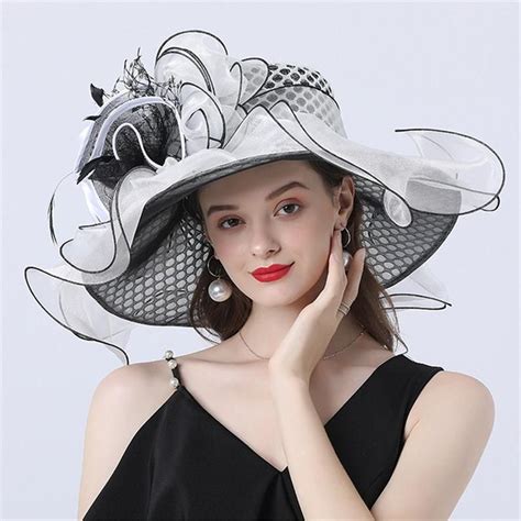 women s organza big brim hat kentucky derby tea party etsy in 2021 wedding headwear tea