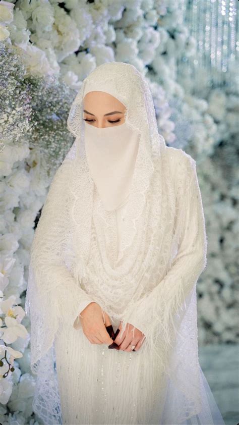 Neelofas Baju Nikah Lace Veil Niqabi Bride Bride Dress Simple