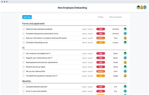 New Employee Onboarding Template With Checklist · Asana