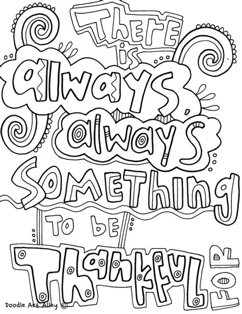 Coloring Thankful Quotes Doodle Art Alley