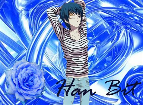 Cute Cool Anime Boy Character With Blue Hair By