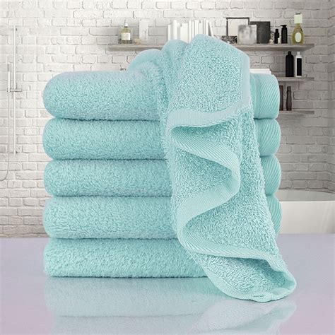 6 pack cotton hand towels 13 x 29 quick dry hand towel for bathroom kitchen aqua blue