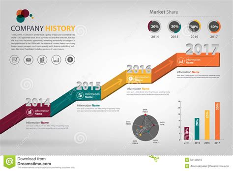 Timeline And Milestone Company History Infographic In Vector Style Stock