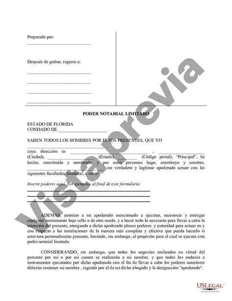 Miami Poder Notarial Ejemplo Us Legal Forms