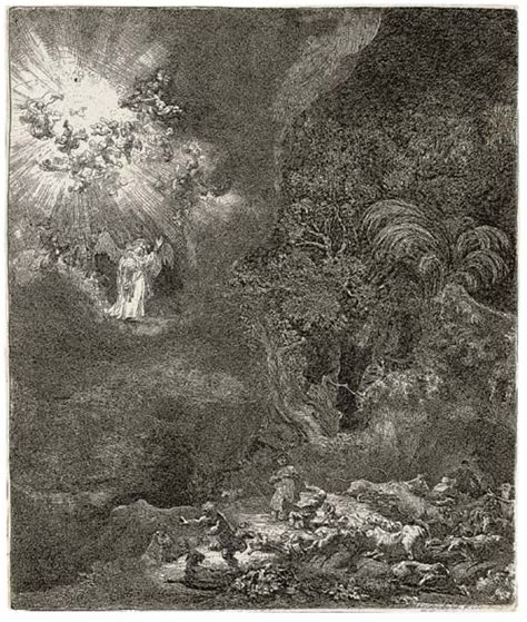 Rembrandt Van Rijn The Angel Appearing To The Shepherds B Holl 44