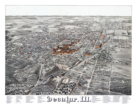 Historic Map Shows Birds Eye View Of Decatur Illinois In 1878