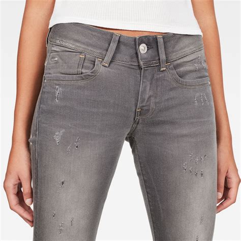 Lynn Mid Waist Skinny Jeans Grijs G Star RAW