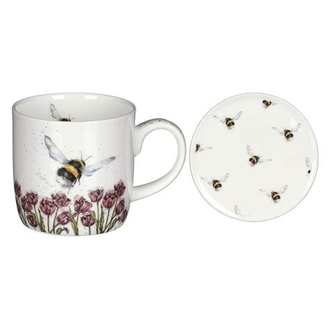Wrendale Mug With Coffee Saucer Flight Of The Bumblebee Portmeirion