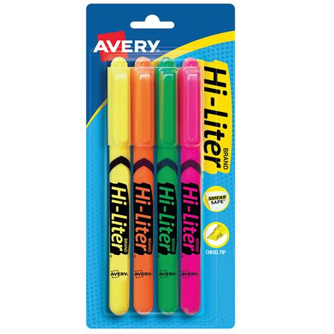 Avery Hi Liter Pen Style Highlighters Assorted Colors Smear Safe