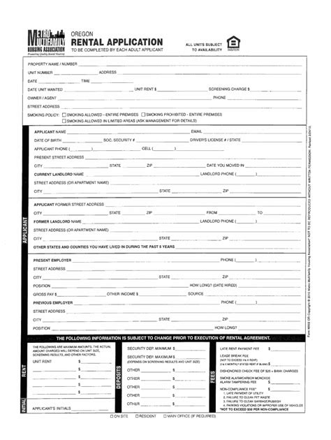 Free Oregon Rental Application Form Word Pdf Eforms Gambaran