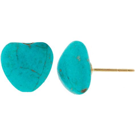 Pori Jewelers K Solid Gold Heart Turquoise Stud Earrings Walmart