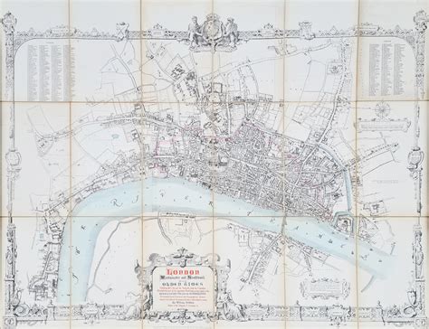 Large Antique Wall Map London In The Olden Time By William Newton 1855