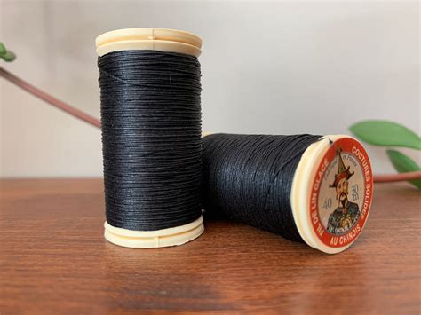 Linen Thread Black Waxed Linen Hand Sewing Thread 30m Spool Etsy