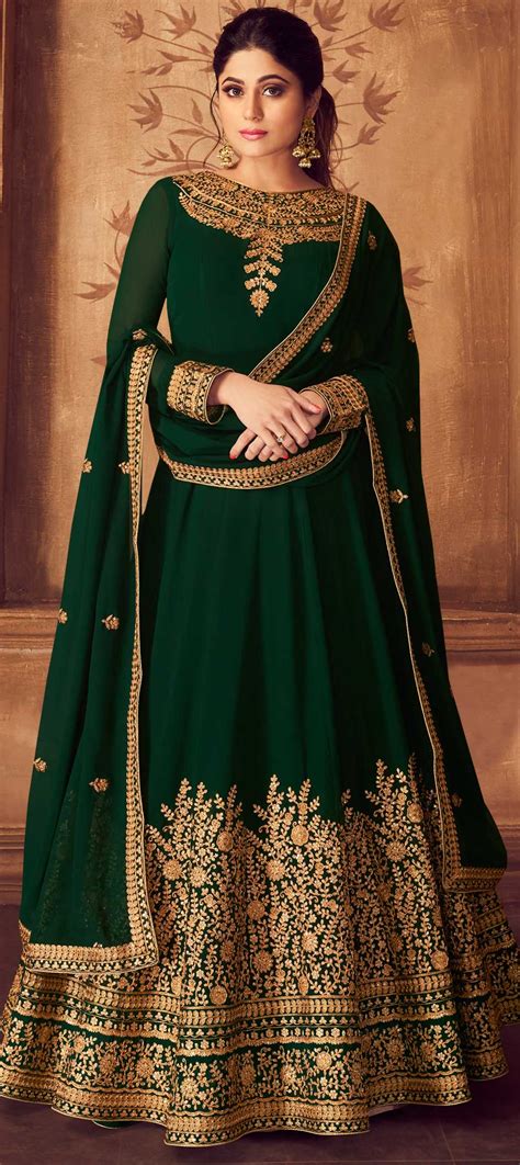 Bollywood Green Color Georgette Fabric Salwar Kameez 1588455