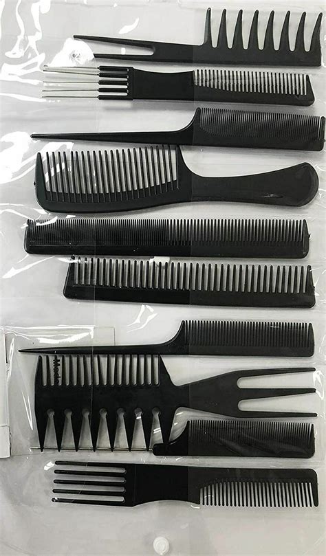 10 Pcs Hair Styling Comb Set Professional Black Hairdressing Brush